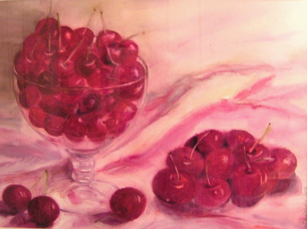 Aquarelle : Coupe de Cerises (45x55)