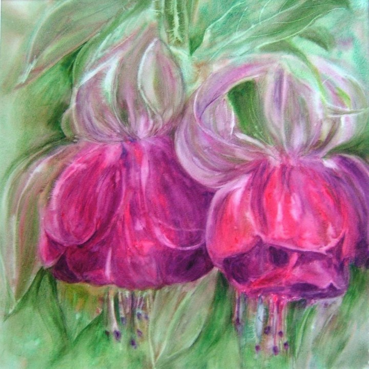 Aquarelle : Fuchsia (60x60)