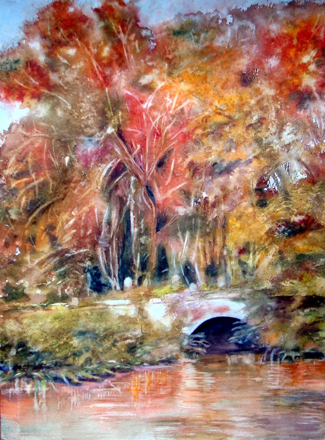 Aquarelle : Bord de Marne à Champigny (40x50)