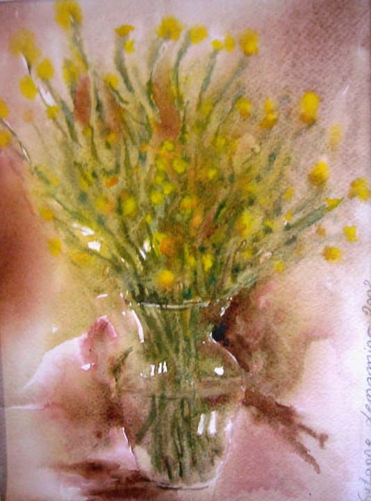 Aquarelle : Vase aux genets (18x24)