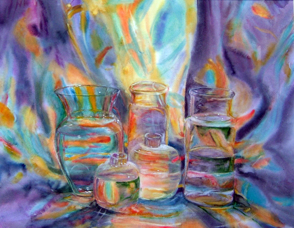 Aquarelle : Harmonie de vases (50x70)